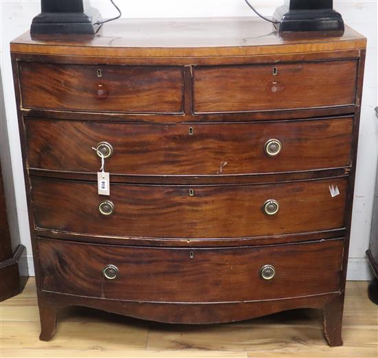 A George IV satinwood banded mahogany bowfront chest W.100cm